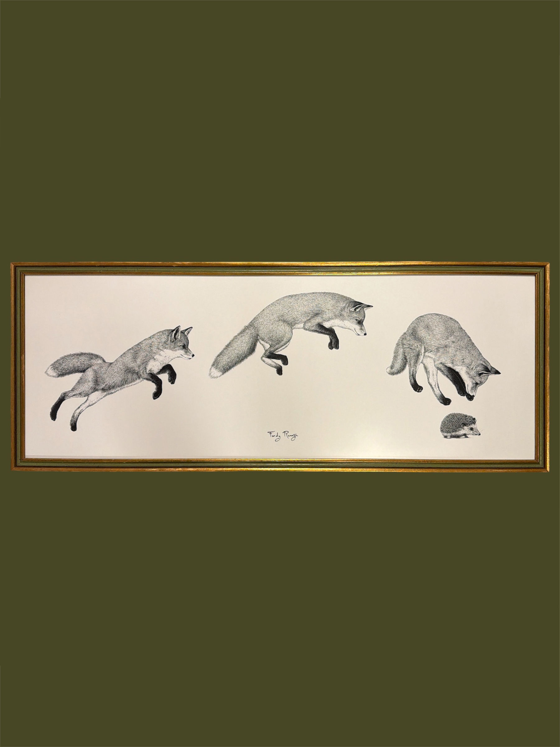 Vintage gouden lijst 'Vos & egel'