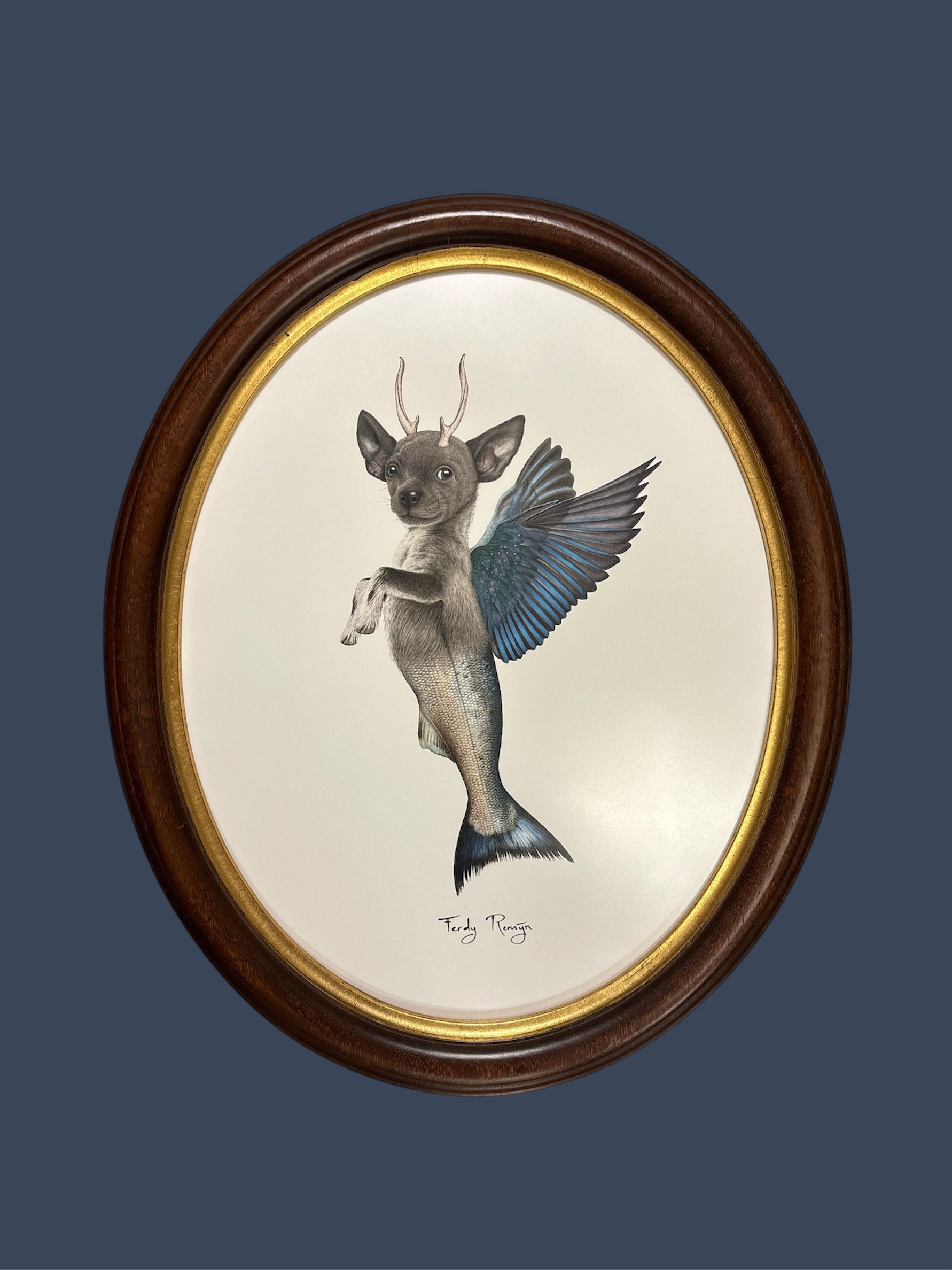 Vintage lijst 'Vliegend fantasiedier'