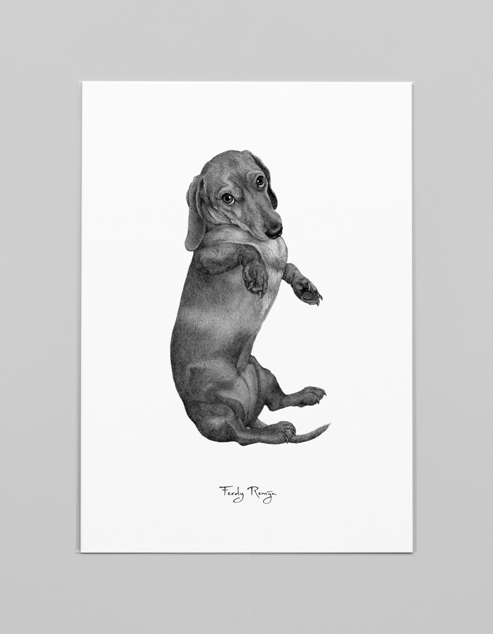 Art print gladharige teckel