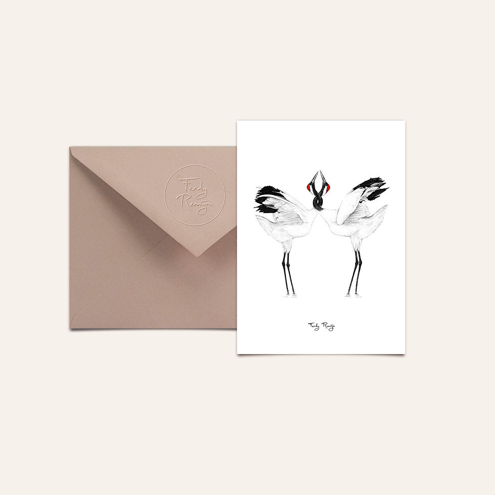 Ansichtkaart Japanse kraanvogels incl. envelop