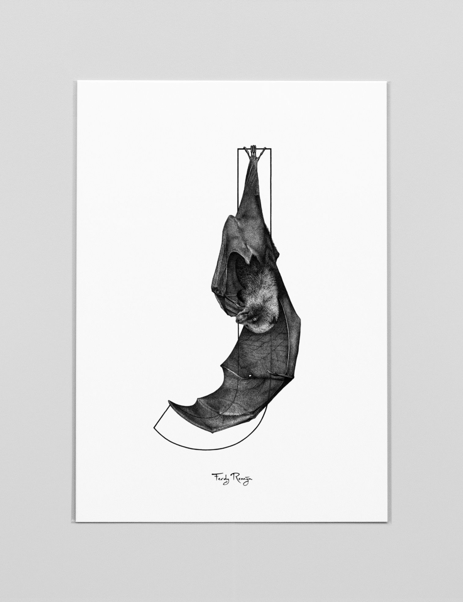 Art print letter 'J' fruitvleermuis