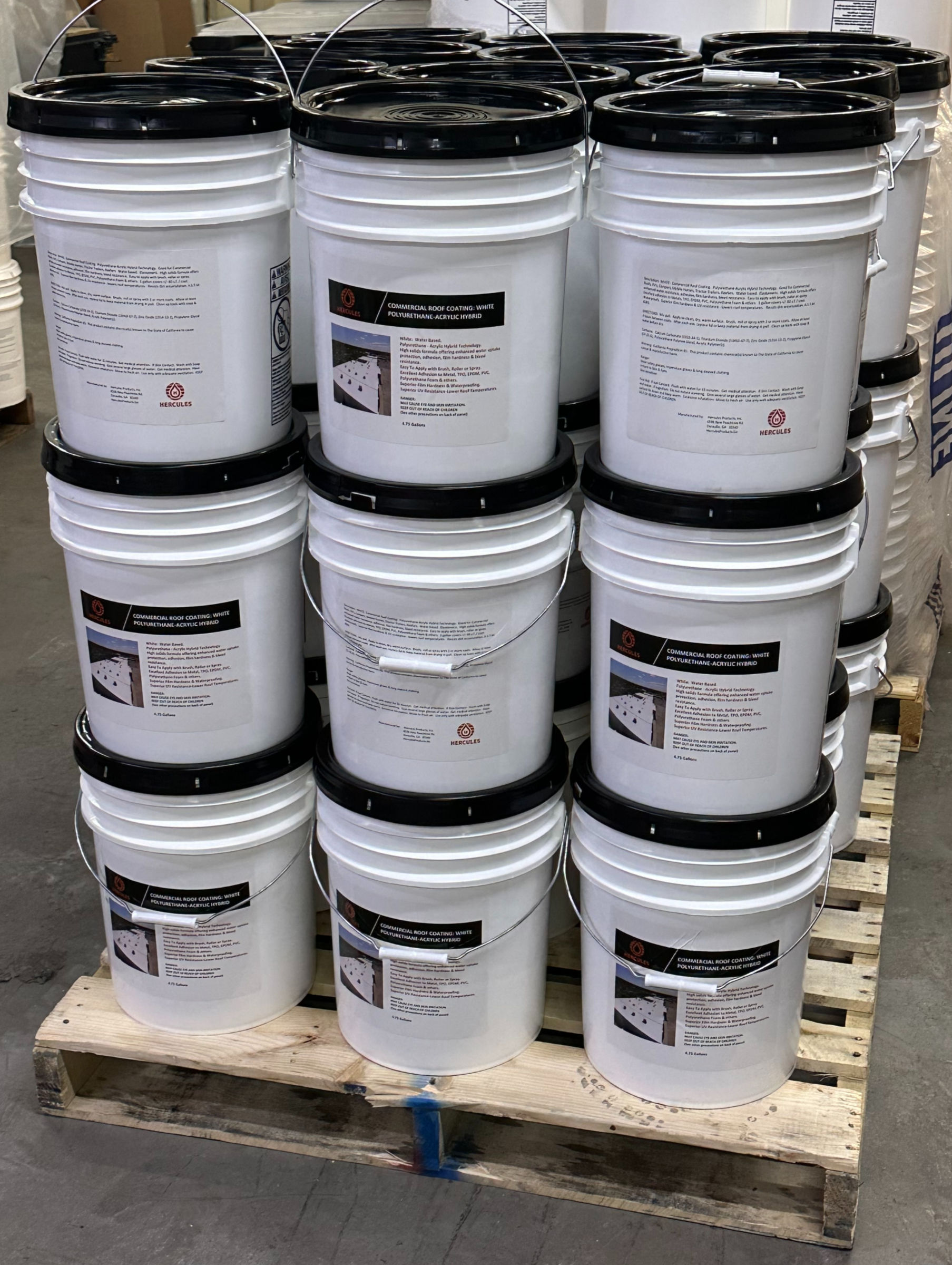 Acrylic-Polyurethane Hybrid: White Commercial Roof Coating-36 Pails-FREE DELIV.