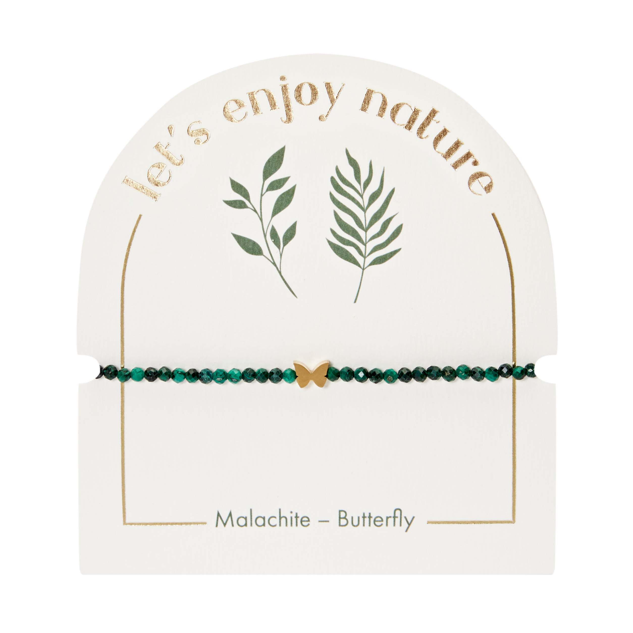 Зелена гривна от малахит с пеперуда предна гледка