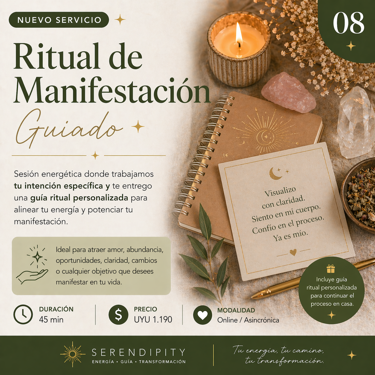 Anuncio de Ritual de Manifestación Guiado por Serendipity