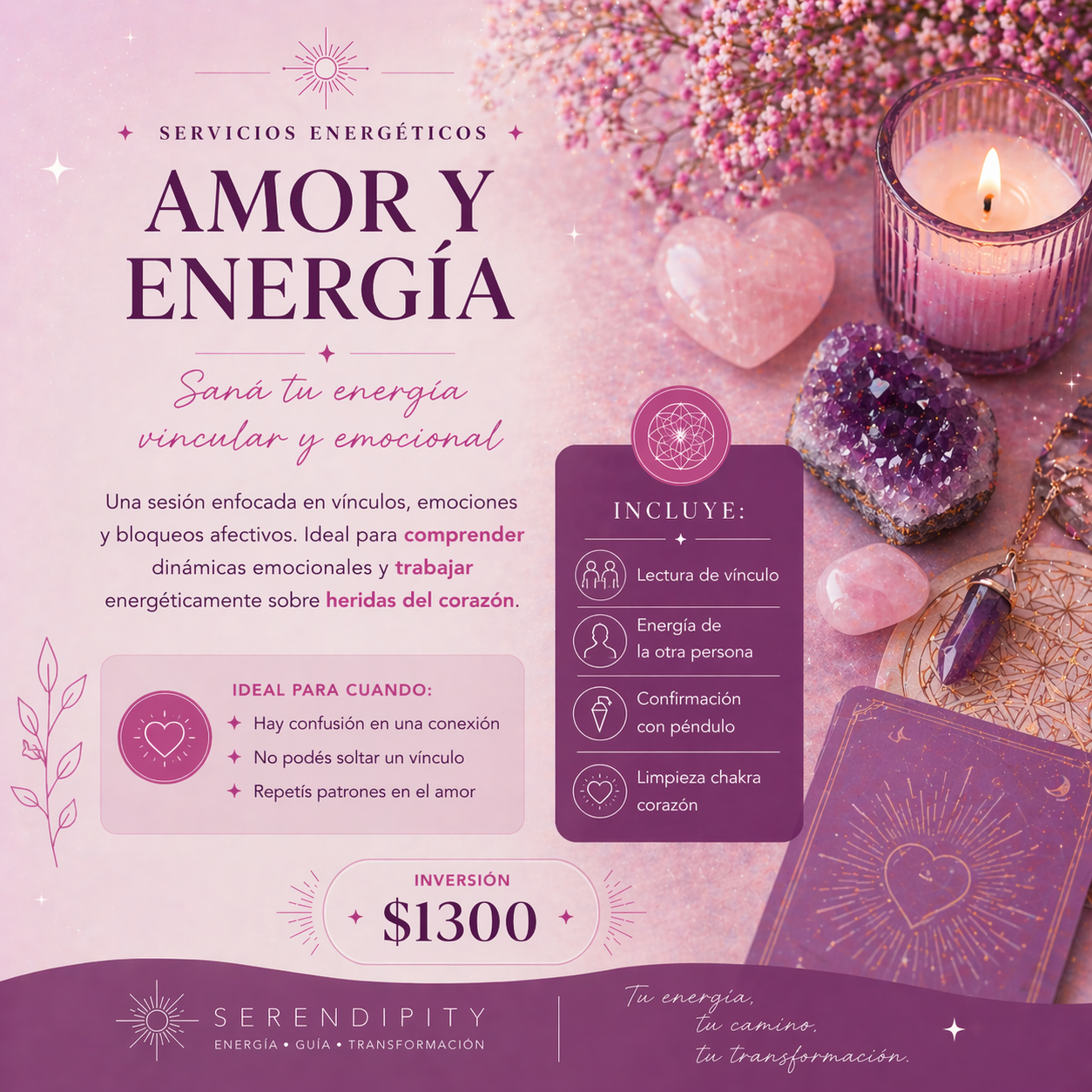 Servicios de limpieza energética: sesión de Amor y Energía
