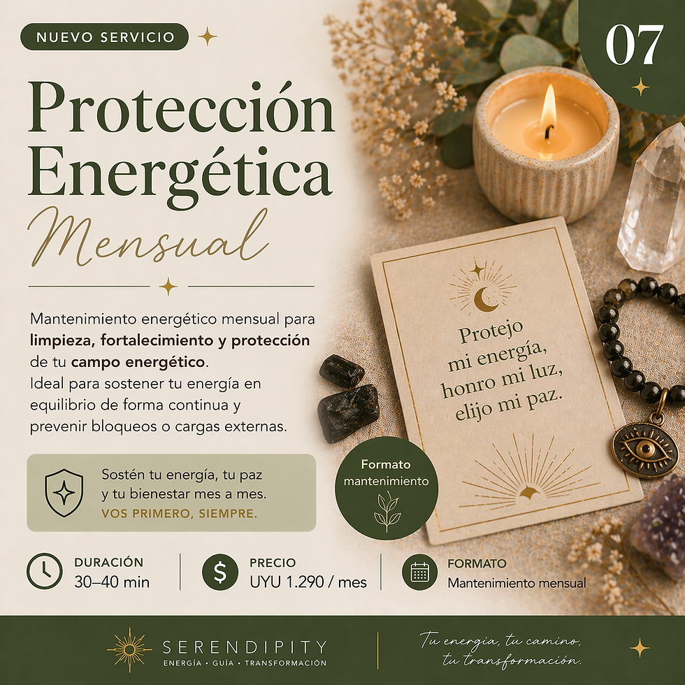 Protección Energética Mensual de Serendipity con carta y vela.