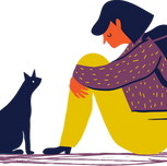 Muchacha y gato