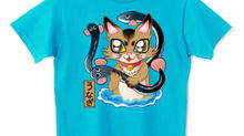 土用丑の日のネコTシャツ新作「鰻のつかみ取りをする猫ちゃん♪」