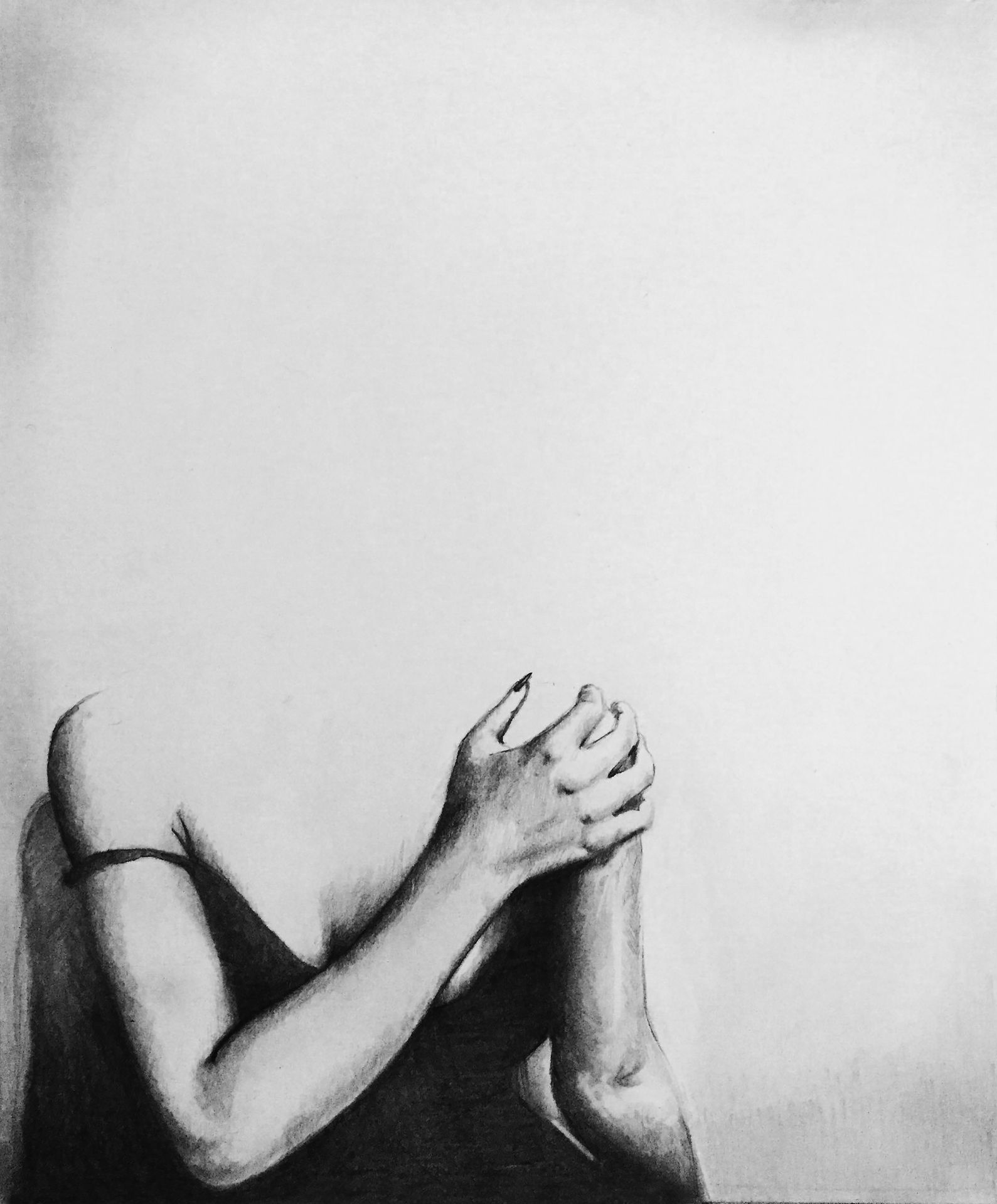 Shadow Girl, Graphite Drawing On Paper, 8x10 inches, 2016