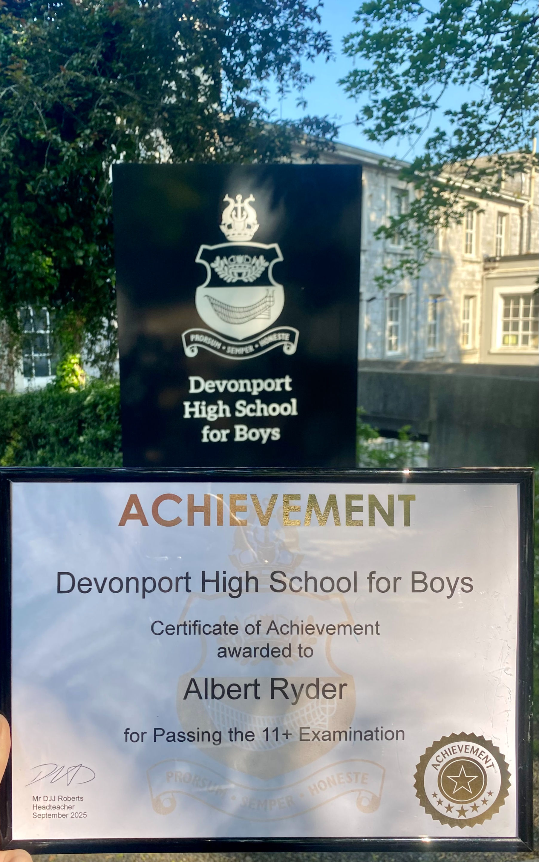 Framed 11+ Certificate of Achievement 2026
