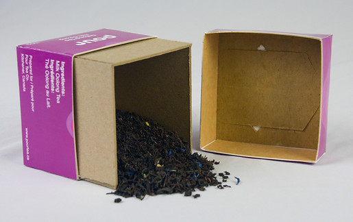 Inside of Pour tea packaging with tea
