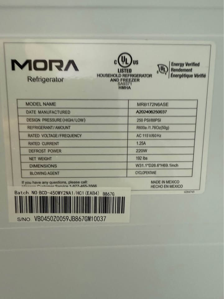 Thumbnail: Mora 17.2 CuFt Bottom Freezer Refrigerator
