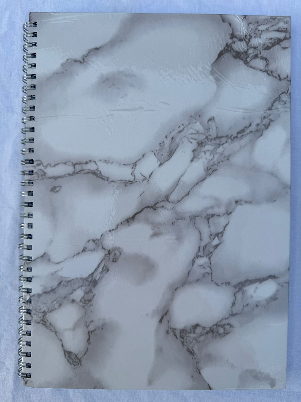 Thumbnail: 80 sheet A4 Hardcover Lined Notebook in White Marble with Gray Veins