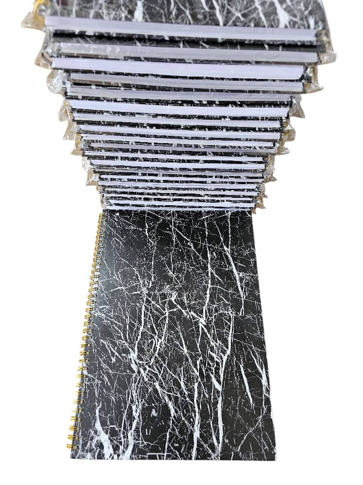 Thumbnail: 100 sheet A4 Hardcover Lined Notebook in Black Marble with White Veins PVC