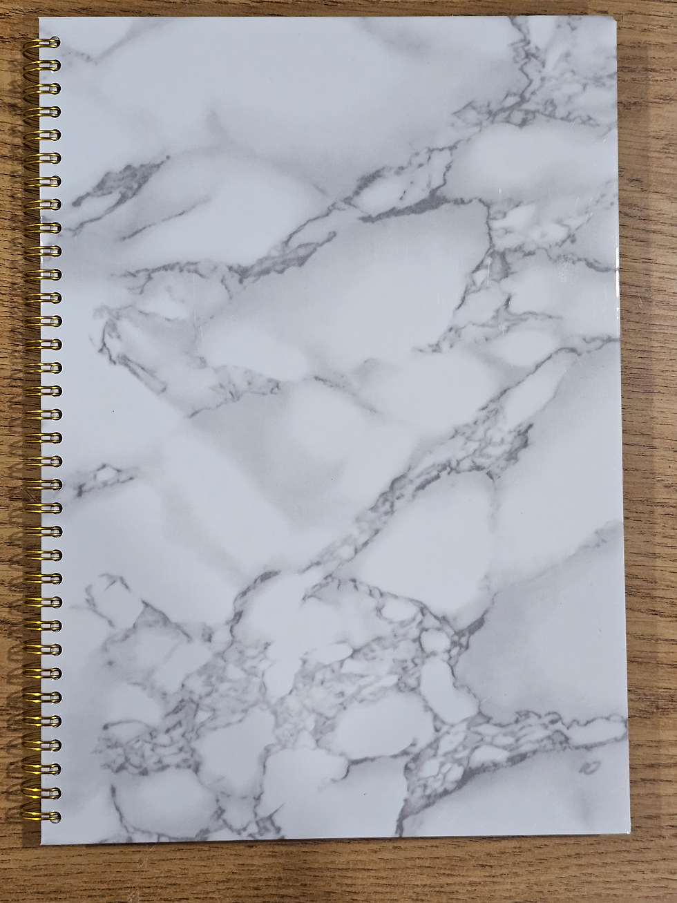 Always in Plan –120 A4 Hardcover Lined Notebook in White Marble with Gray Veins