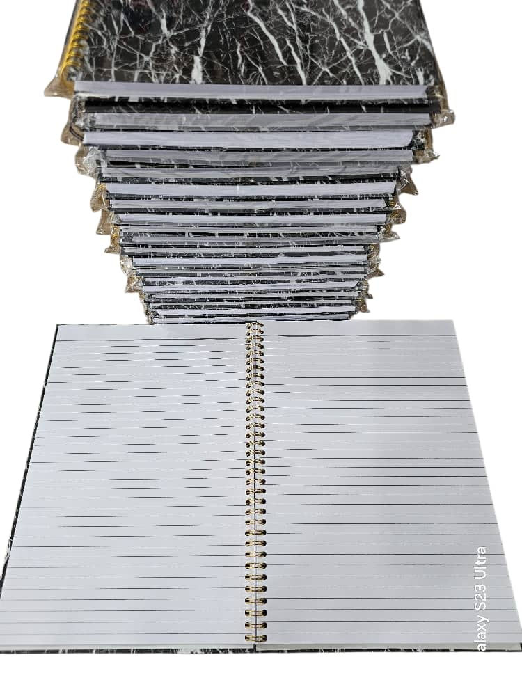 Thumbnail: 100 sheet A4 Hardcover Lined Notebook in Black Marble with White Veins PVC