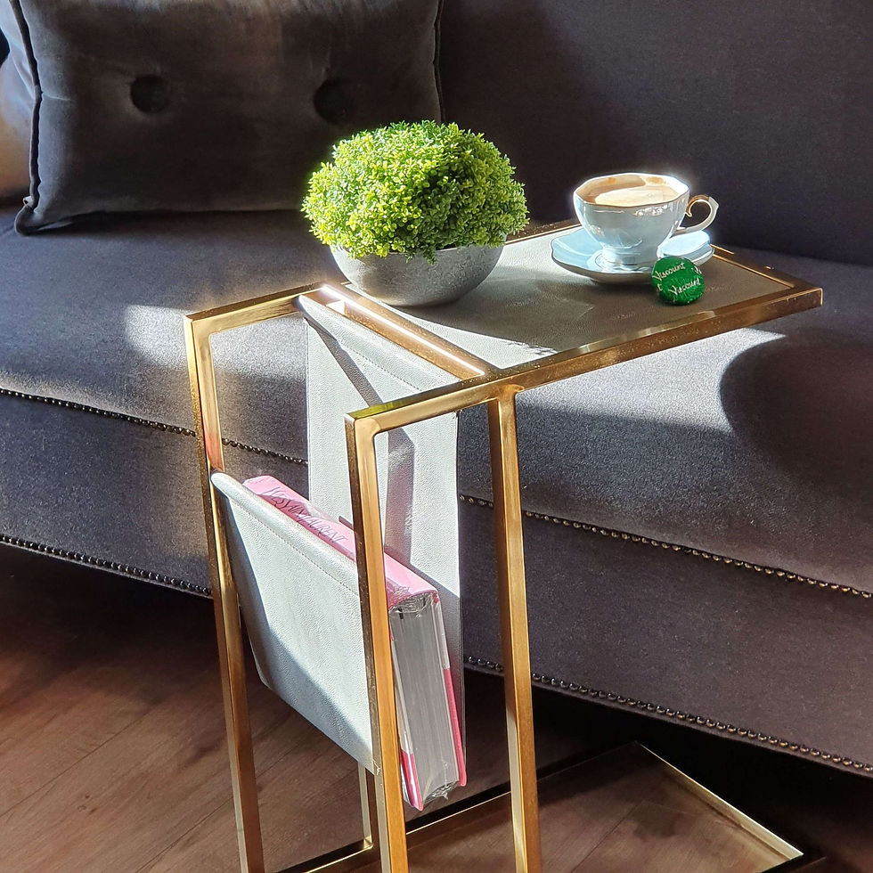 Thumbnail: Faux Leather Occasional Table with Magazine Pouch