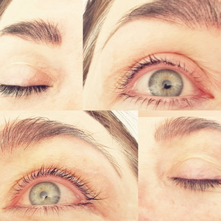 Close up of woman's eyelashes after having a lash lift