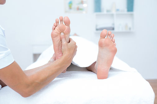 Close up of a foot examination
