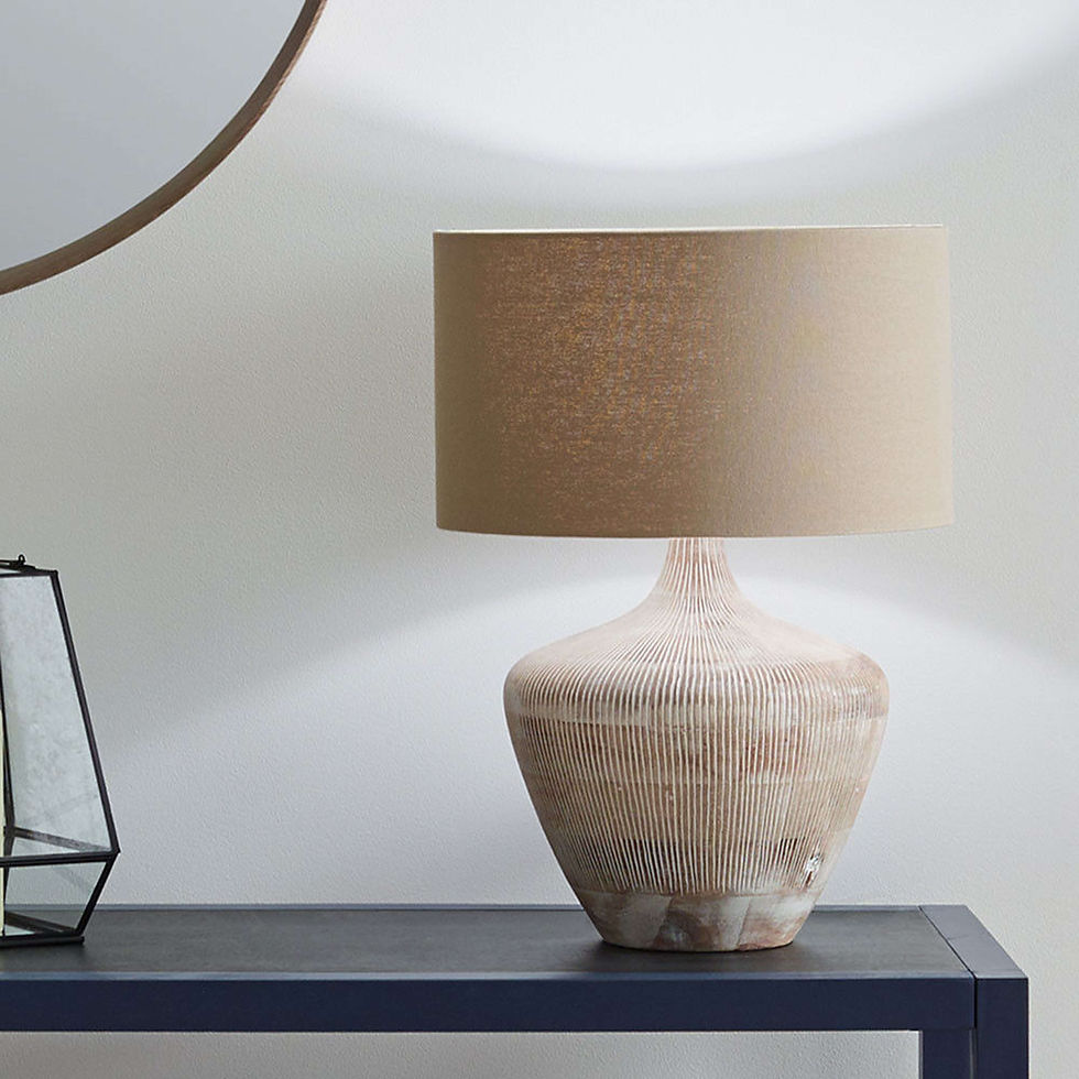 Thumbnail: Textured Wooden Lamp - White Washed