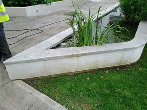 pressure washing concrete planter 