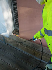 brick cleaning on a wall 