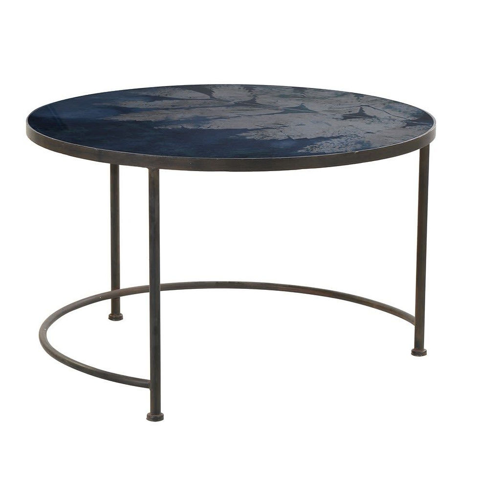 Thumbnail: Iron Coffee Table with Blue Fern Glass Top