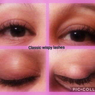 Before and after of wispy lash extensions
