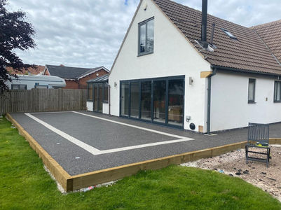 side view of patio at the back of a property