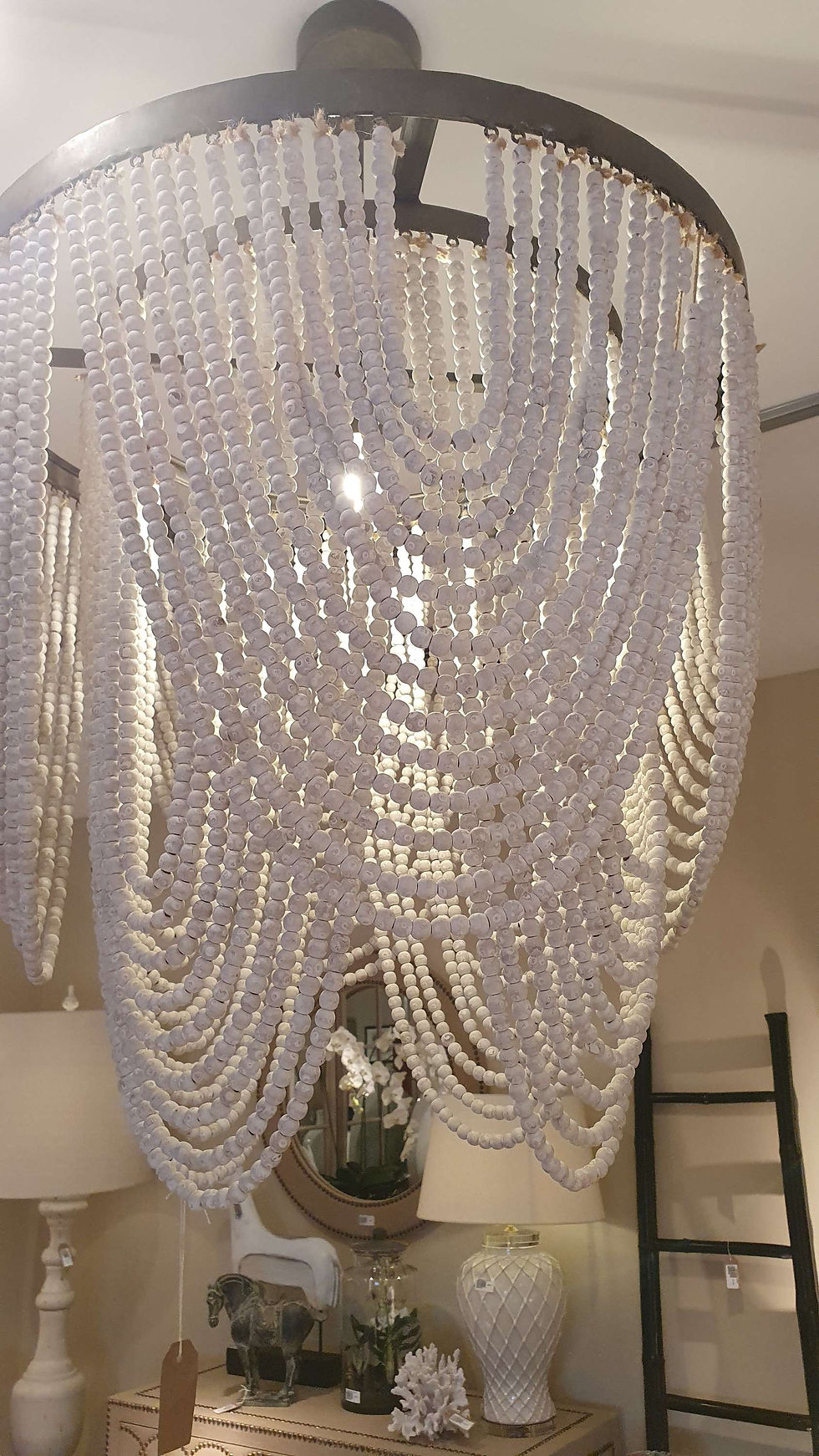 Thumbnail: Whitewash Wooden Bead Ceiling Light