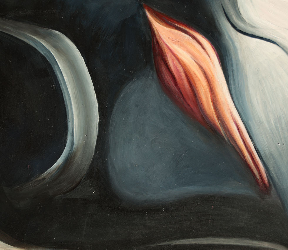 Détail : Musée des Offices, 2021. Acrylique sur toile, marouflé sur Tondo de bois, diamètre 90 cm. © Corinne Costa Erard