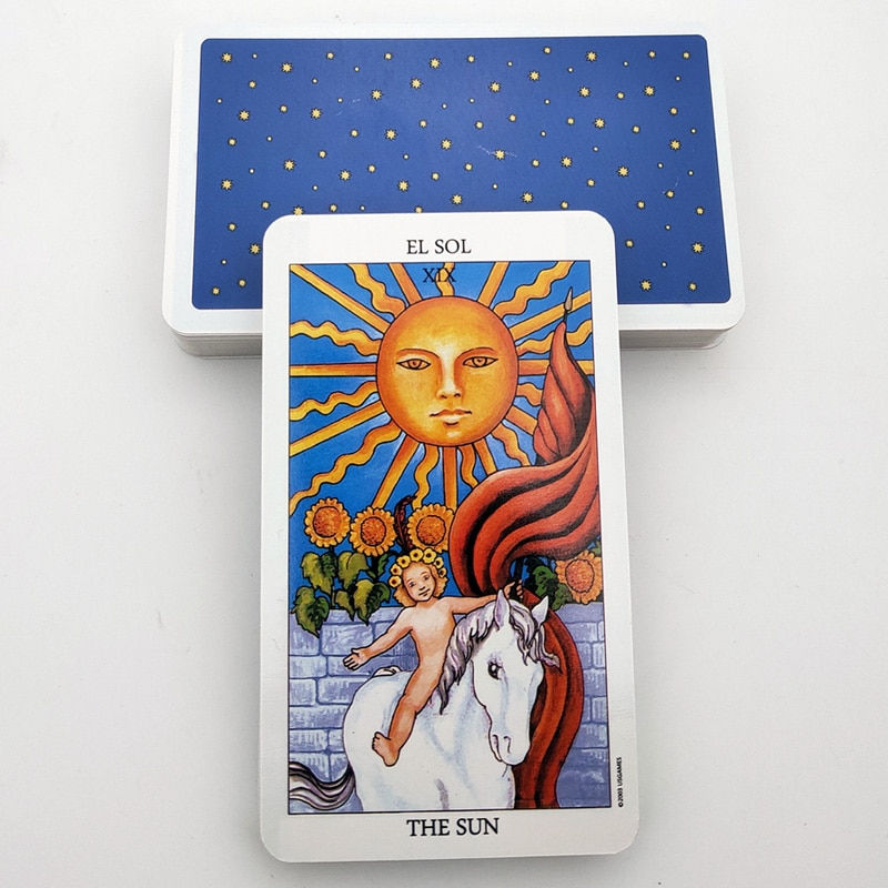Miniatura: Bilingual Knight Tarot Cards in English and Spanish