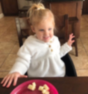 Big Girl! No more eating on Dads Lap!
