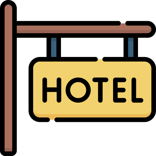 Lista de hoteles cercanos con opciones de alojamiento para los invitados.