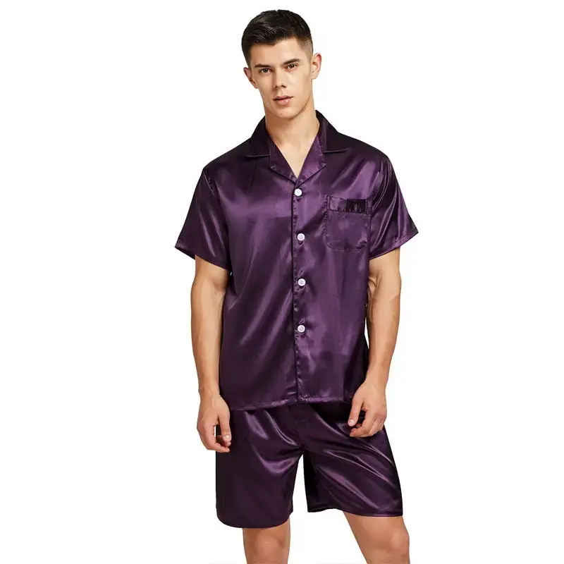 Thumbnail: Tony&Candice men's silk satin short pajama set, summer pajama set.