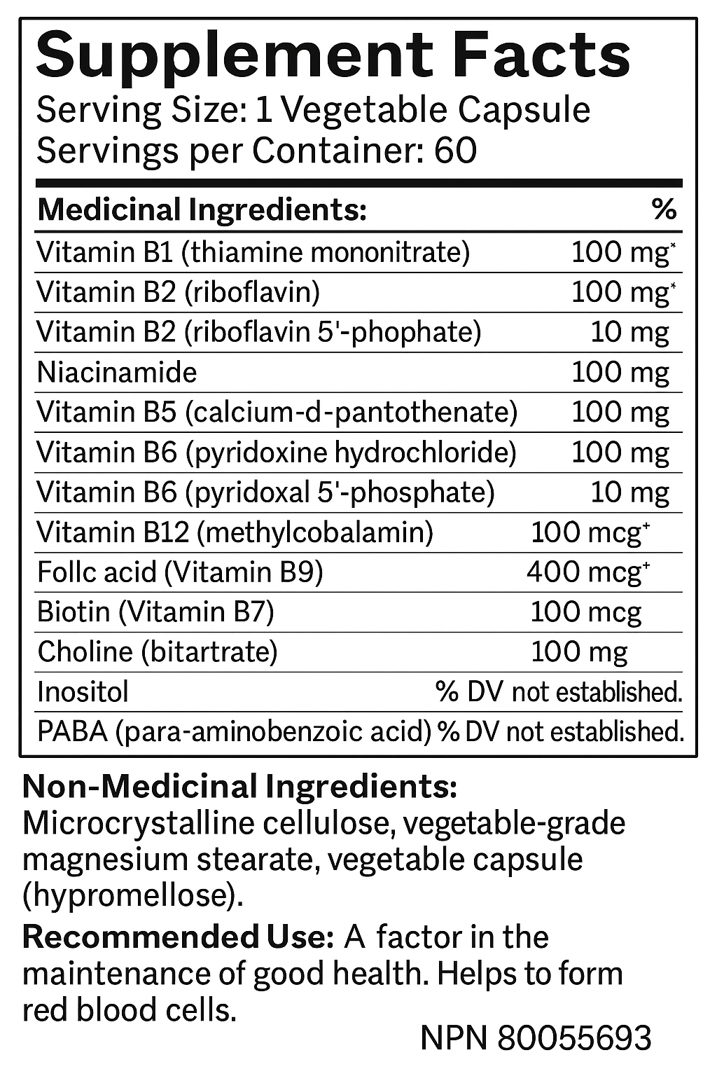 B100 COMPLEX 60 VEGETABLE CAPSULES — view 2