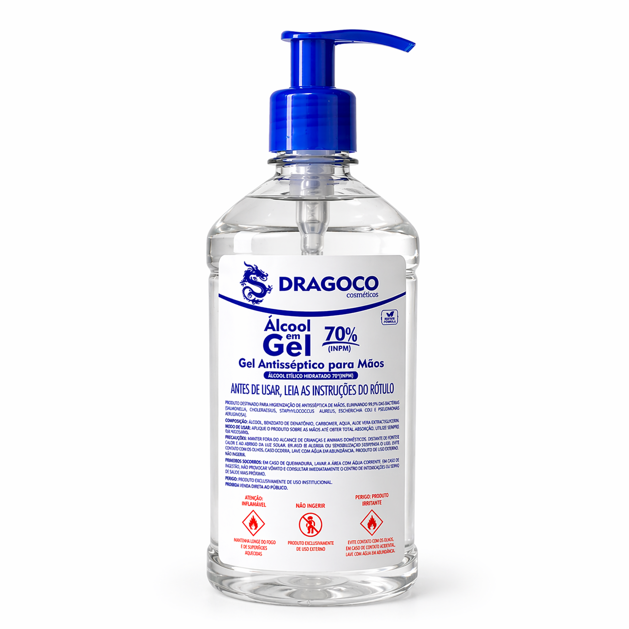 Álcool Gel 70% Pump 500ml – Higienização de Mãos e Superfícies