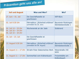 Monatsplanung Juni/Juli/August