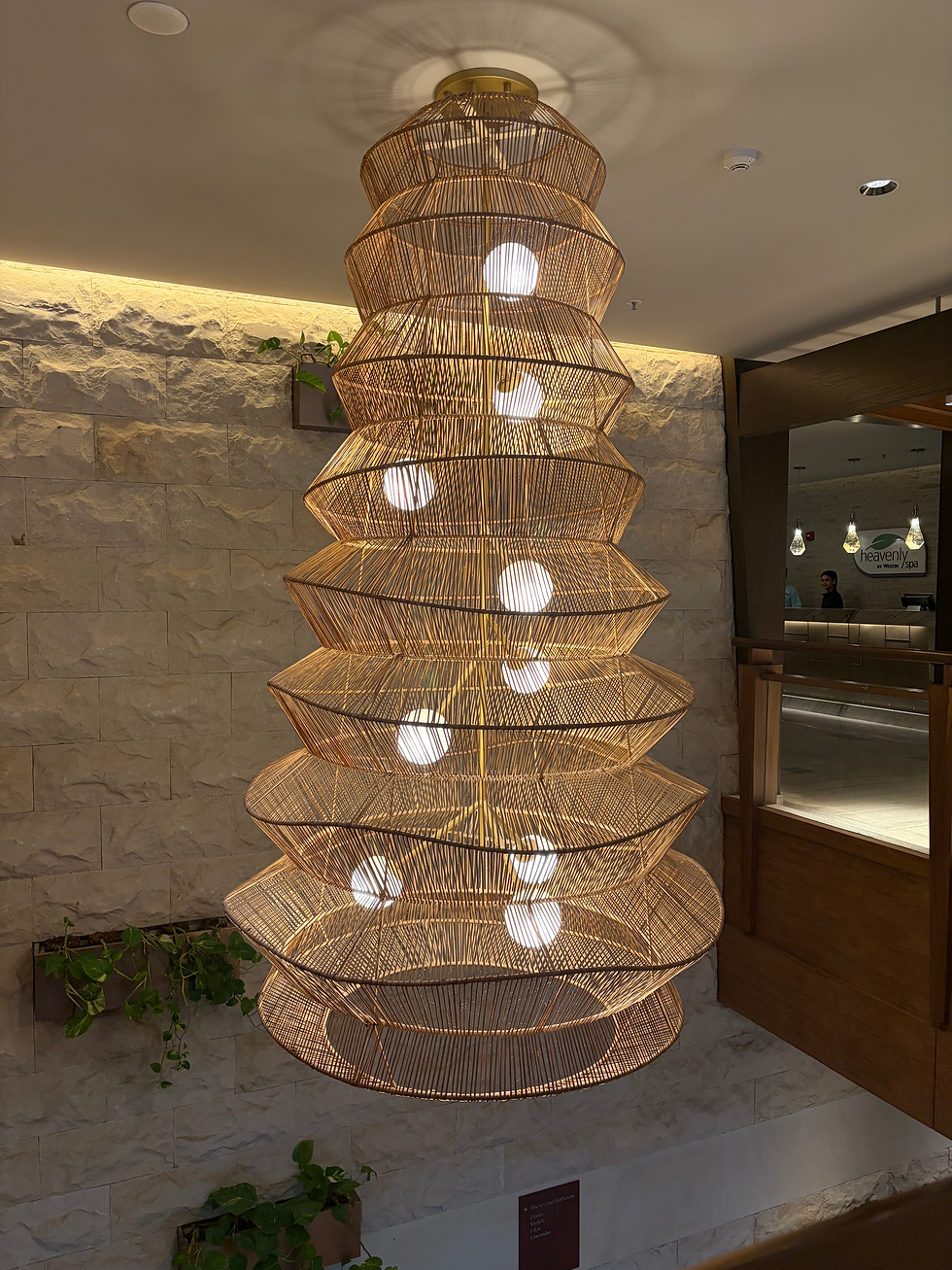 Rattan lighting in the lobby