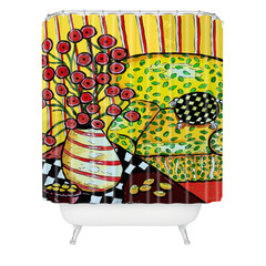 Red Poppies Yellow Chair Shower