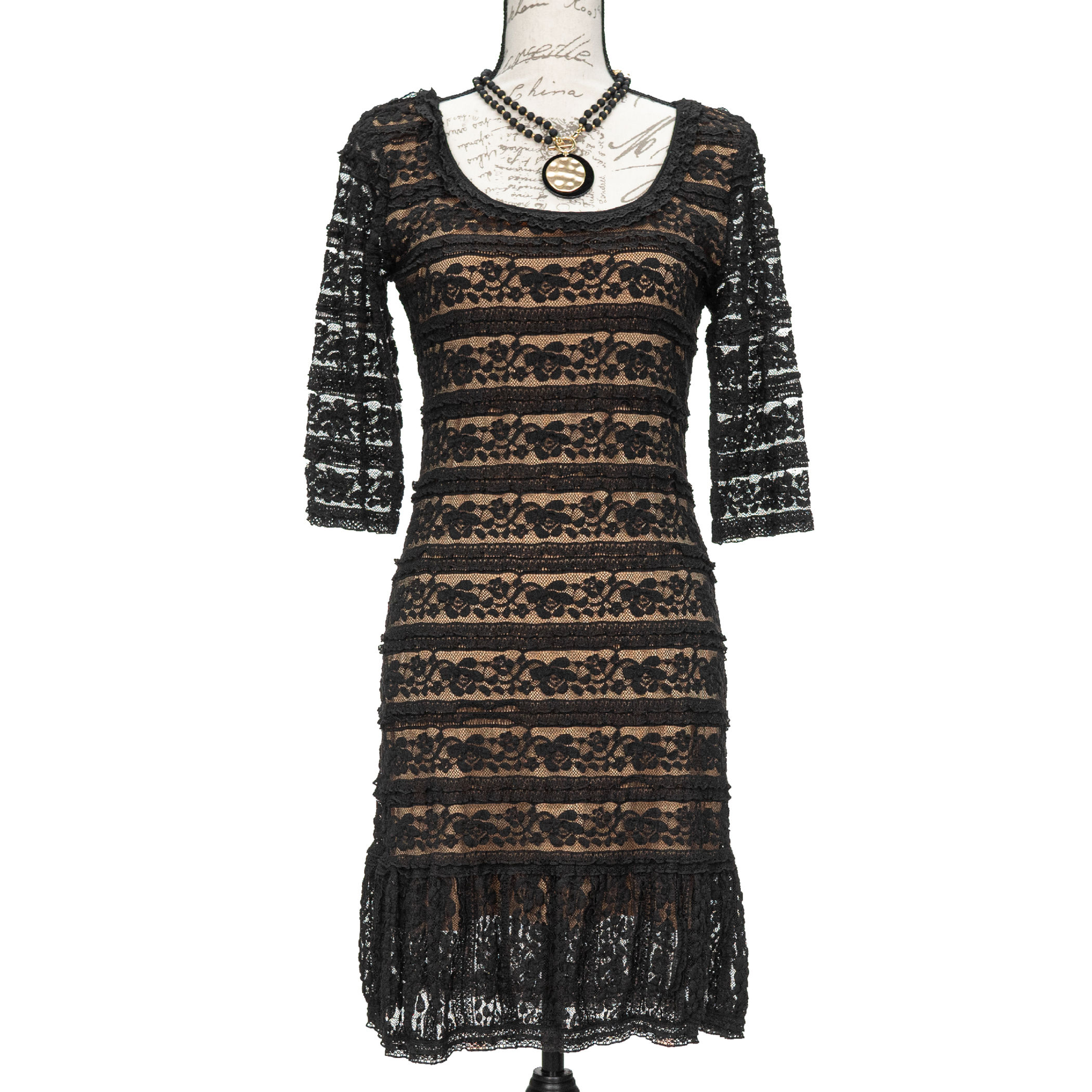 0953 MAX EDITION BLACK & NUDE DRESS