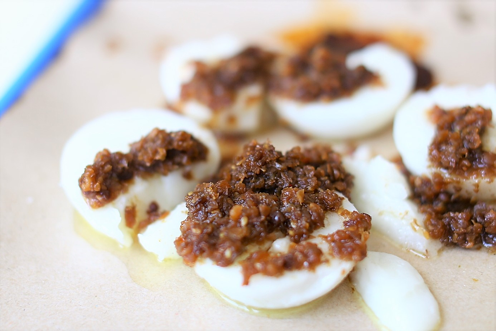 A famous breakfast staple, Chwee Kueh, found at Tiong Bahru.