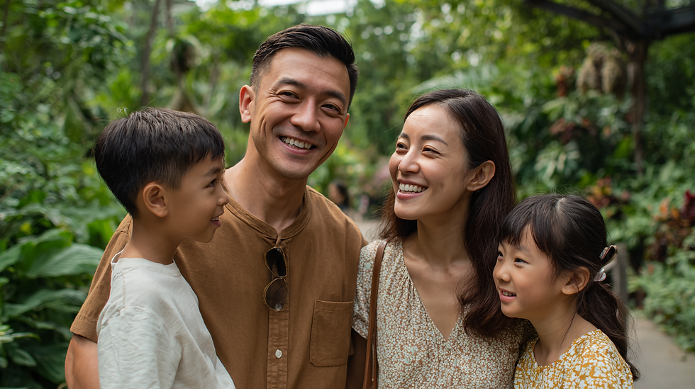 A happy family enjoying the September school holidays in Singapore.