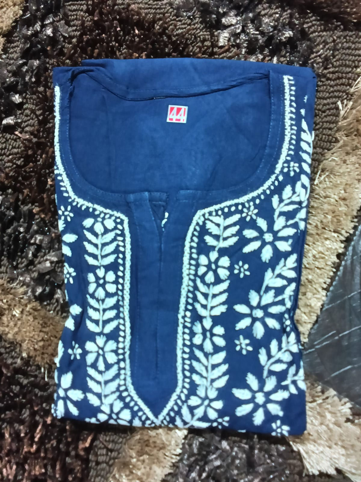 Blue Rayon Chikankari Kurti