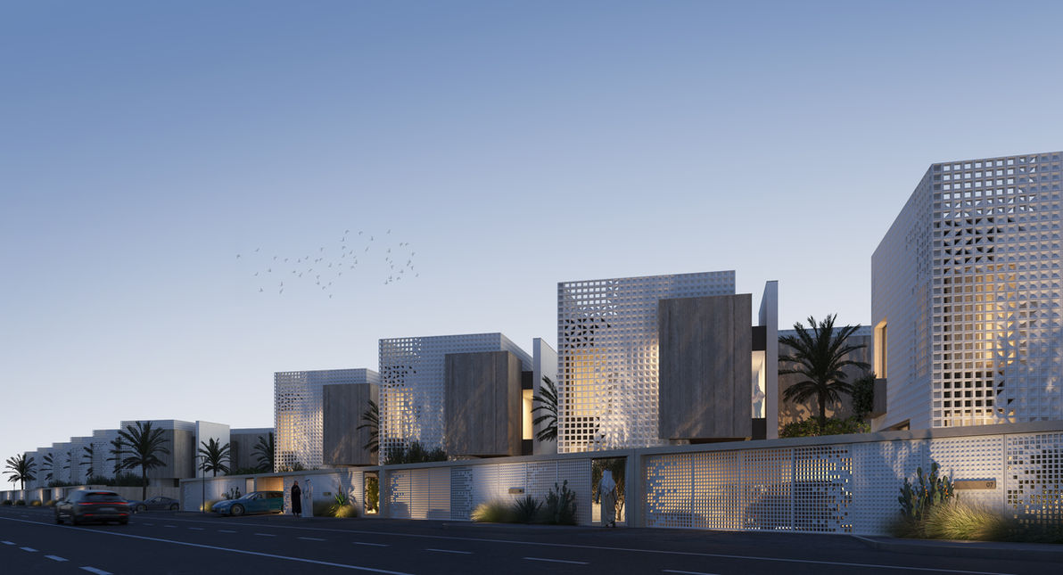 The Twilight Houses reimagine the Emirati villa as a lantern in the desert, blending privacy and openness, heritage and futurism. Centered on a courtyard, the homes weave living spaces, gardens, and retreats with fluid intimacy, 