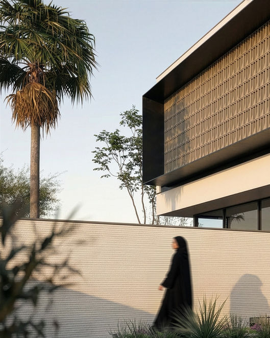 Designed by Layers Architecture, Villa Lucid reimagines contemporary living for an Emirati family who desired openness and connection. The ground floor unfolds in a U-shaped plan, drawing the backyard into the heart of the home, where family spaces seamlessly extend to the outdoors. Above, an L-shaped upper floor frames this courtyard, balancing privacy with transparency. The result is a modern villa defined by light, fluidity, and a living experience where architecture and landscape flow as one.