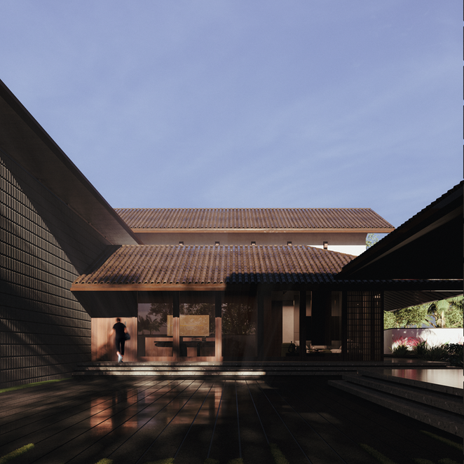 Two distinct villas, one shared spirit. Inner Sky reimagines the ancestral Kerala nalukettu for modern living, where each home turns inward to its own courtyard, a private fragment of the sky, an eternal breathing space. Arranged diagonally across a narrow gap, the villas stand in quiet dialogue: connected yet apart, united yet distinct, reflecting the bond of two brothers. Tradition and modernity converge here, where openness, light, and kinship define the architecture.
