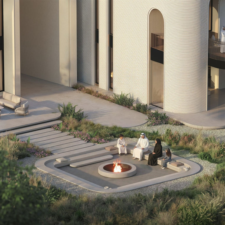 The Drift House is a contemporary residence shaped by the language of motion. Gentle curves guide the plan and the architecture, creating a sense of flow through the spaces. A strong half circle arch marks the entrance, forming a quiet yet memorable arrival. Inspired by the elegance of automotive design, the house balances precision, movement, and calm living.