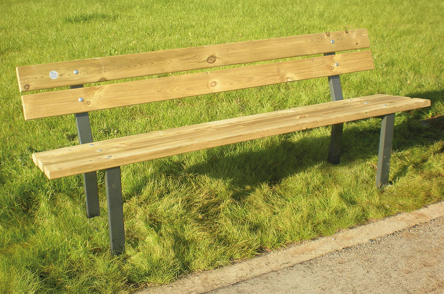 MyFun Giochi per Parco - Arredo urbano - MFPB - Panchina composta da n. 2 supporti in acciaio verniciato, seduta e schienale composta da n. 5 doghe in legno