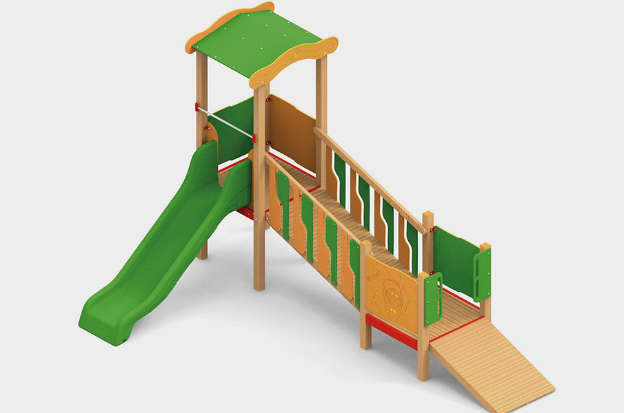 MyFun Giochi per Parco - City Collection (legno) - MF926 - -Prima torre quadrata, pedana di partenza h. 45 cm., 2 pannelli di protezione realizzati in legno e